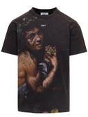 Tricou OFF WHITE, Print Bacchus, OMAA027F23JER0051084, Slim Fit