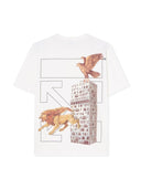 TRICOU OFF WHITE,  Candles Flames Print, Regular Fit, Alb