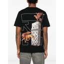 TRICOU OFF WHITE,  Candles Flames Print, Regular Fit, Negru