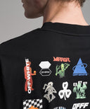 Tricou OFF WHITE, Print Multicolor, Negru, Slim Fit
