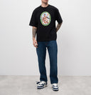 Tricou OFF WHITE, Fresco Paint Print, Black, Skate Fit