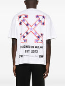 Tricou OFF WHITE, Star Arrow, Red Purple Details, White, Skate Fit