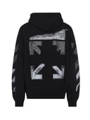 Hanorac OFF WHITE, Black hooded sweatshirt with logo print