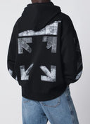 Hanorac OFF WHITE, Black hooded sweatshirt with logo print