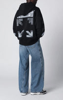 Hanorac OFF WHITE, Black hooded sweatshirt with logo print