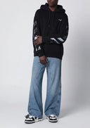 Hanorac OFF WHITE, Black hooded sweatshirt with logo print