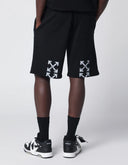 Pantaloni scurti OFF WHITE, Heraldic Arrow Print, Negru