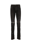 Jeans PURPLE, distressed ripped knee jeans, Black