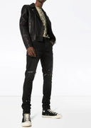 Jeans PURPLE, distressed ripped knee jeans, Black
