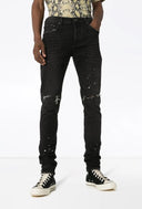 Jeans PURPLE, distressed ripped knee jeans, Black