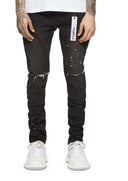 Jeans PURPLE, Low rise skinny, Black Overspray