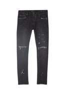 Jeans PURPLE, Low rise skinny, Black Overspray