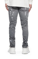 Jeans PURPLE,  Worn Grey Knee Slit, Low rise skinny
