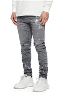 Jeans PURPLE,  Worn Grey Knee Slit, Low rise skinny