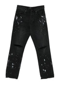 Jeans PURPLE, Distressed straight leg cotton jeans