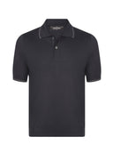 Tricou polo GRAN SASSO, Luxury Silk Cotton Polo, Negru