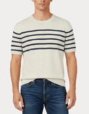 Tricou GRAN SASSO, striped short-sleeve sweater, White