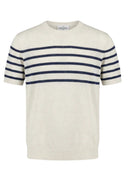 Tricou GRAN SASSO, striped short-sleeve sweater, White