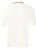 Tricou polo GRAN SASSO, Men's Knit Zip Up Polo, Alb