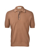 Tricou polo GRAN SASSO, Men's Knit Zip Up Polo, Maro