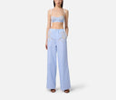 PANTALONI ELISABETTA FRANCHI, Cotton Poplin, Embroideries, Blue