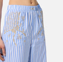 PANTALONI ELISABETTA FRANCHI, Cotton Poplin, Embroideries, Blue