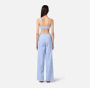 PANTALONI ELISABETTA FRANCHI, Cotton Poplin, Embroideries, Blue