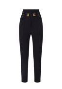 Pantaloni ELISABETTA FRANCHI, Trousers in double layer stretch crêpe fabric with elastic straps