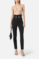 Pantaloni ELISABETTA FRANCHI, Trousers in double layer stretch crêpe fabric with elastic straps
