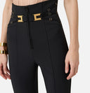 Pantaloni ELISABETTA FRANCHI, Trousers in double layer stretch crêpe fabric with elastic straps