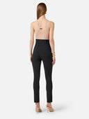 Pantaloni ELISABETTA FRANCHI, Trousers in double layer stretch crêpe fabric with elastic straps