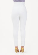 Pantaloni ELISABETTA FRANCHI, double layer stretch crêpe fabric with elastic straps, Alb