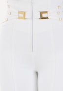 Pantaloni ELISABETTA FRANCHI, double layer stretch crêpe fabric with elastic straps, Alb