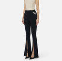 ELISABETTA FRANCHI, Trousers in lightweight crêpe fabric with cut-outs and slits, Negru