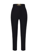 Pantaloni ELISABETTA FRANCHI, Trousers in double layer stretch crêpe fabric with logo details