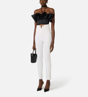 Pantaloni ELISABETTA FRANCHI,Trousers in double layer stretch crêpe fabric with logo details
