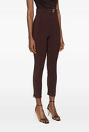 Pantaloni ELISABETTA FRANCHI, double layer stretch crêpe fabric with logo details, Maro