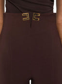 Pantaloni ELISABETTA FRANCHI, double layer stretch crêpe fabric with logo details, Maro