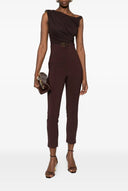 Pantaloni ELISABETTA FRANCHI, double layer stretch crêpe fabric with logo details, Maro