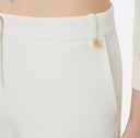 Pantaloni ELISABETTA FRANCHI, lightweight crêpe fabric with logo charm, alb
