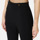 Pantaloni ELISABETTA FRANCHI, Trousers in double layer stretch crêpe fabric with logo charm, Negru