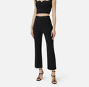 Pantaloni ELISABETTA FRANCHI, Trousers in double layer stretch crêpe fabric with logo charm, Negru