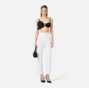Pantaloni ELISABETTA FRANCHI, Trousers in double layer stretch crêpe fabric with logo charm, Alb
