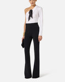 Pantaloni ELISABETTA FRANCHI, Trousers in double layer stretch crêpe fabric with logo charm