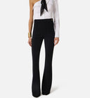 Pantaloni ELISABETTA FRANCHI, Trousers in double layer stretch crêpe fabric with logo charm