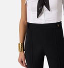 Pantaloni ELISABETTA FRANCHI, Trousers in double layer stretch crêpe fabric with logo charm