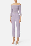 PANTALONI ELISABETTA FRANCHI, Trousers in double layer stretch crêpe fabric with embroidered logo