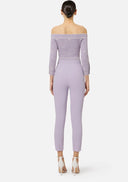 PANTALONI ELISABETTA FRANCHI, Trousers in double layer stretch crêpe fabric with embroidered logo