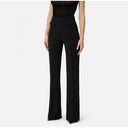 Pantaloni ELISABETTA FRANCHI, double layer stretch crêpe fabric with embroidered logo, Negru