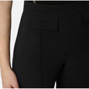 Pantaloni ELISABETTA FRANCHI, double layer stretch crêpe fabric with embroidered logo, Negru